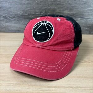 Vintage Nike Hat Cap Strap Back‎ Kids Red Black Basketball Adjustable Boys